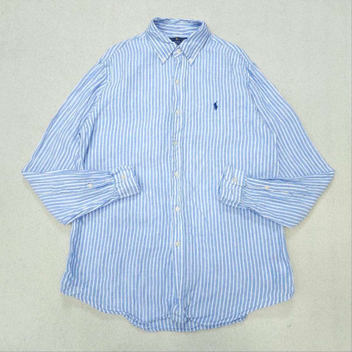 폴로 랄프 로렌 신형 스트라이프 린넨 셔츠 M 상품이미지2