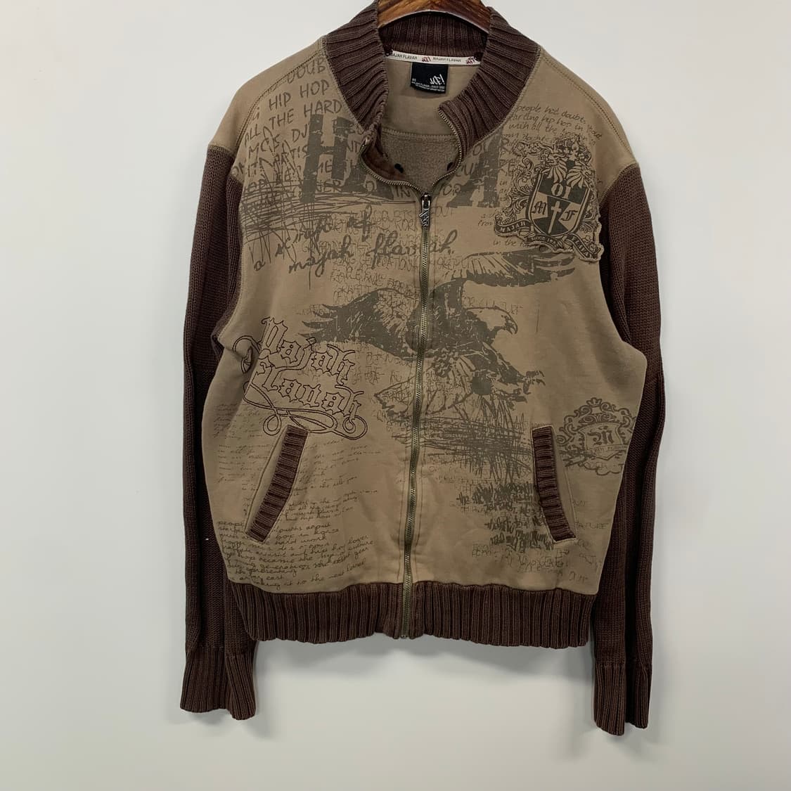 마자플라바 y2k 와투케 카키브라운 니트 집업 상품이미지2