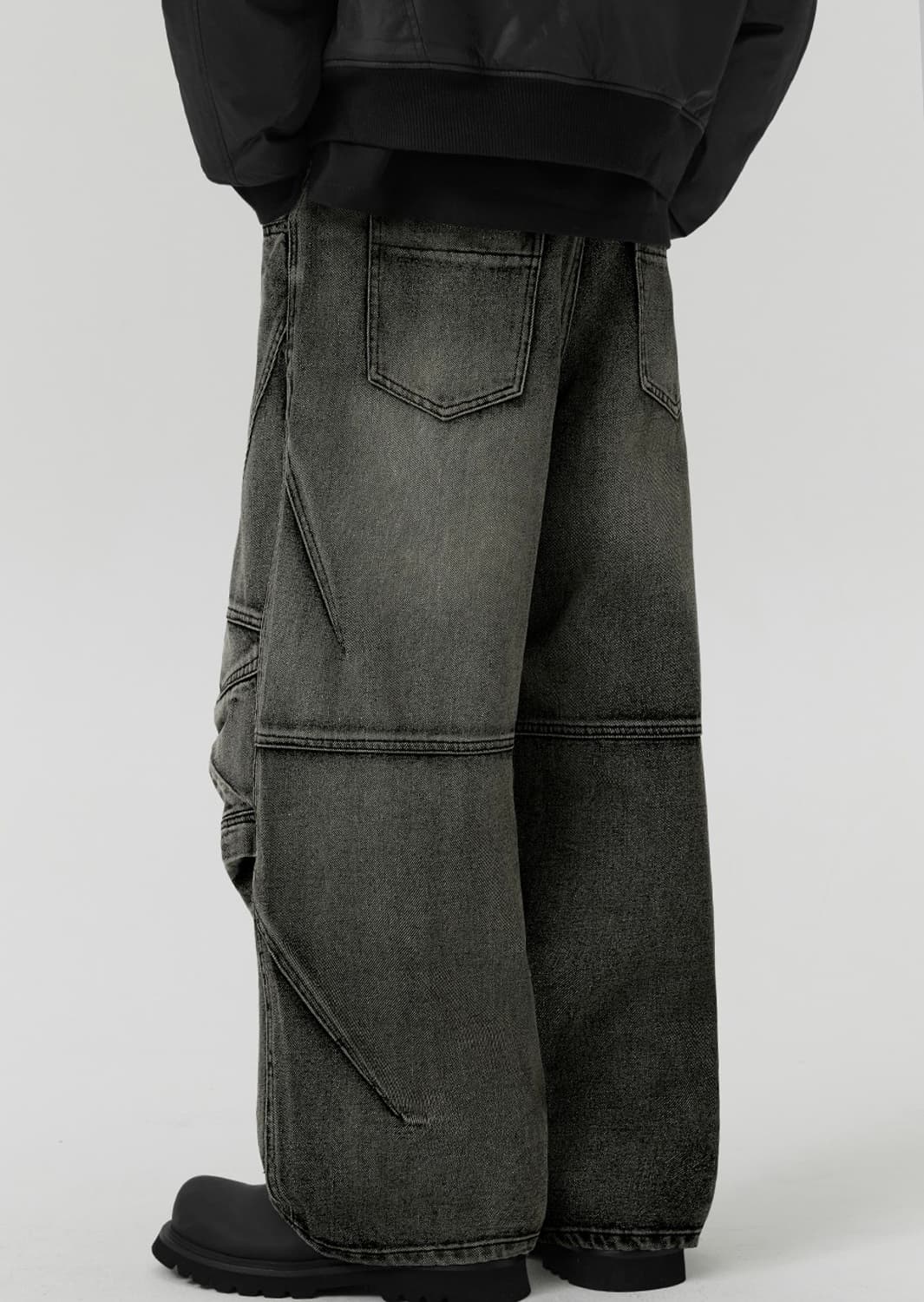 트릴리온 니 캡 멀티 다트 워싱 와이드 데님 팬츠 L 상품이미지2