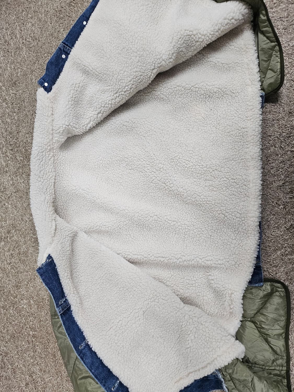 새상품(여성Free55-77) 오버핏 데님 양털 퀄팅 누빔 자켓  상품이미지2
