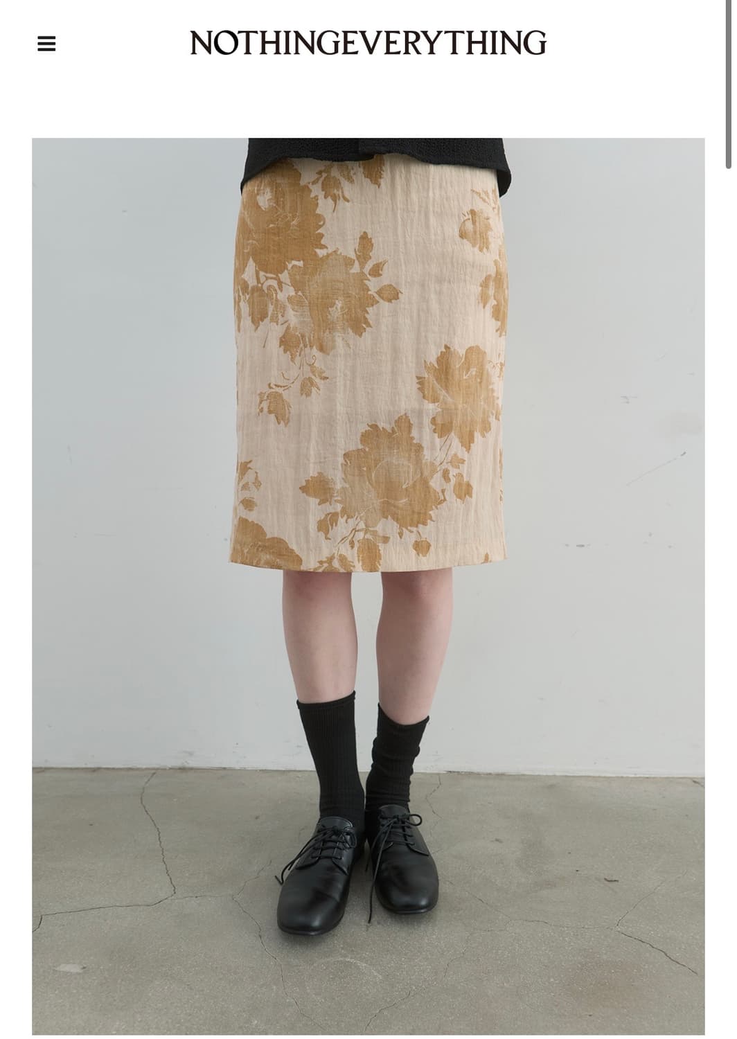 SILKY FLORAL MIDI SKIRT IN SEPIA 상품이미지1