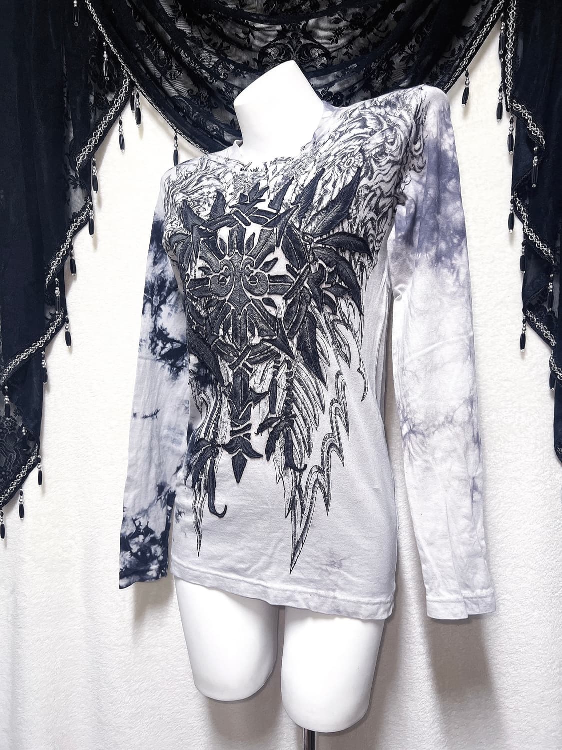 버커루 y2k 와투케 그런지 펑크 타이다이 3d 프린팅 롱슬리브 핀터 상품이미지4