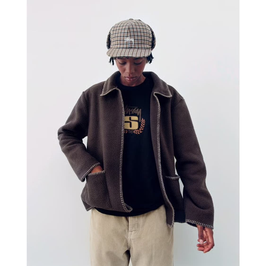[XL] 스투시 우지 블랭킷 스티치 플리스 자켓 브라운 상품이미지5