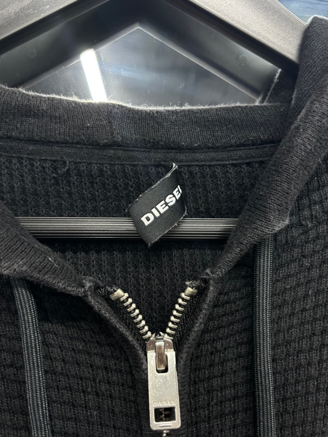 디젤 포켓 디테일 와플 후드집업 상품이미지5