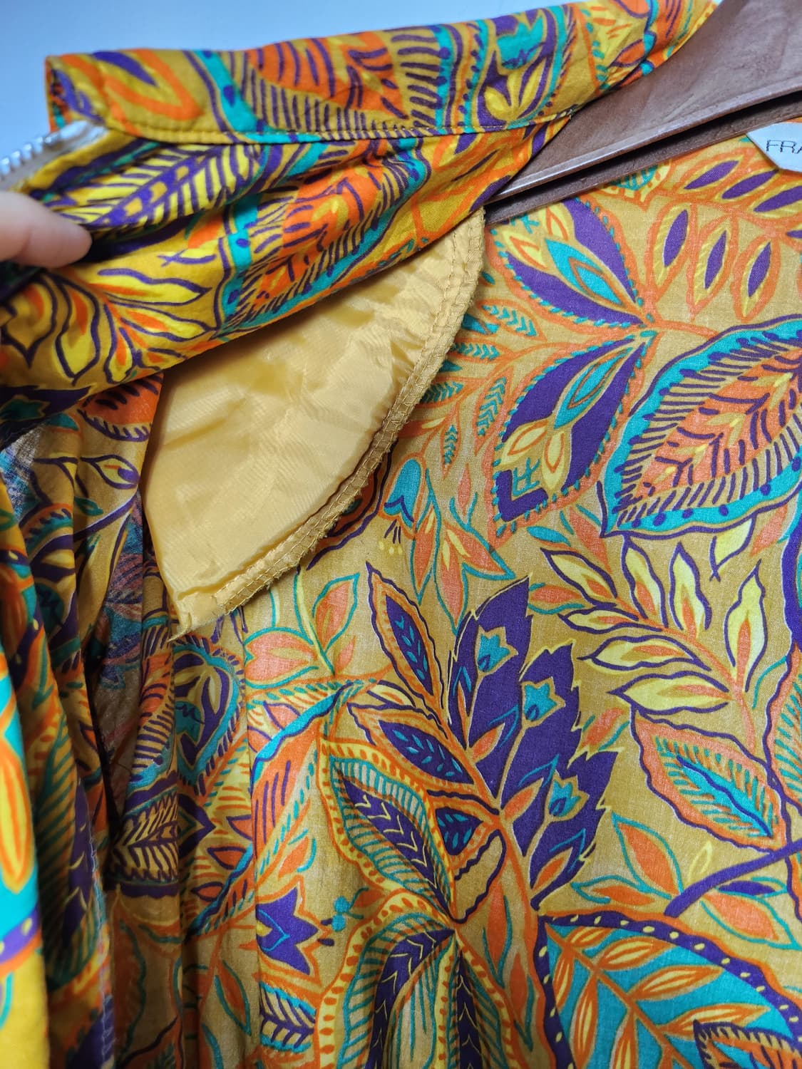 FRANCHIR 보태니컬 리프 패턴 크롭 블루종 상품이미지4