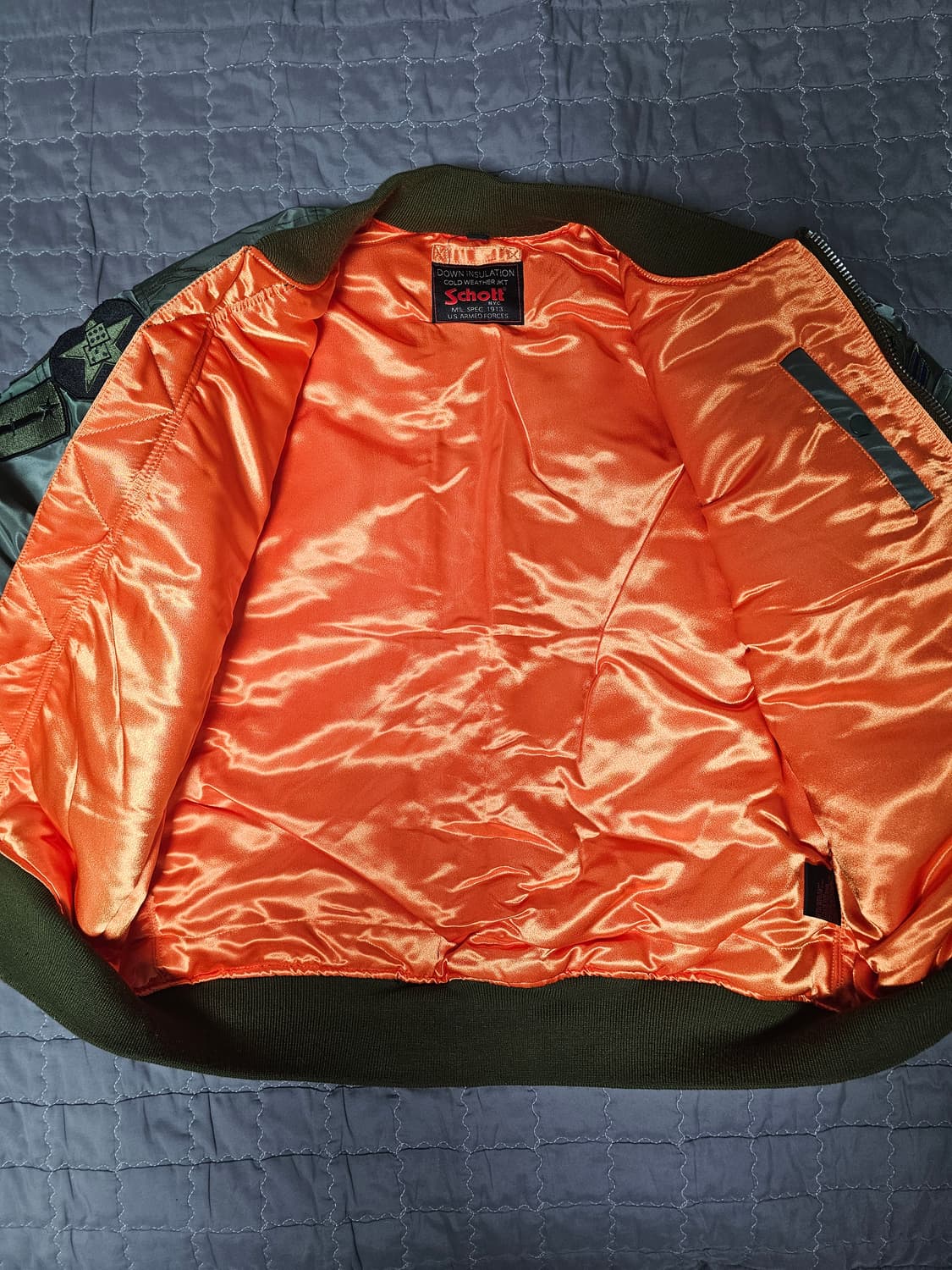 쇼트 9829 패널 패치워크 MA1 카키 L 상품이미지2