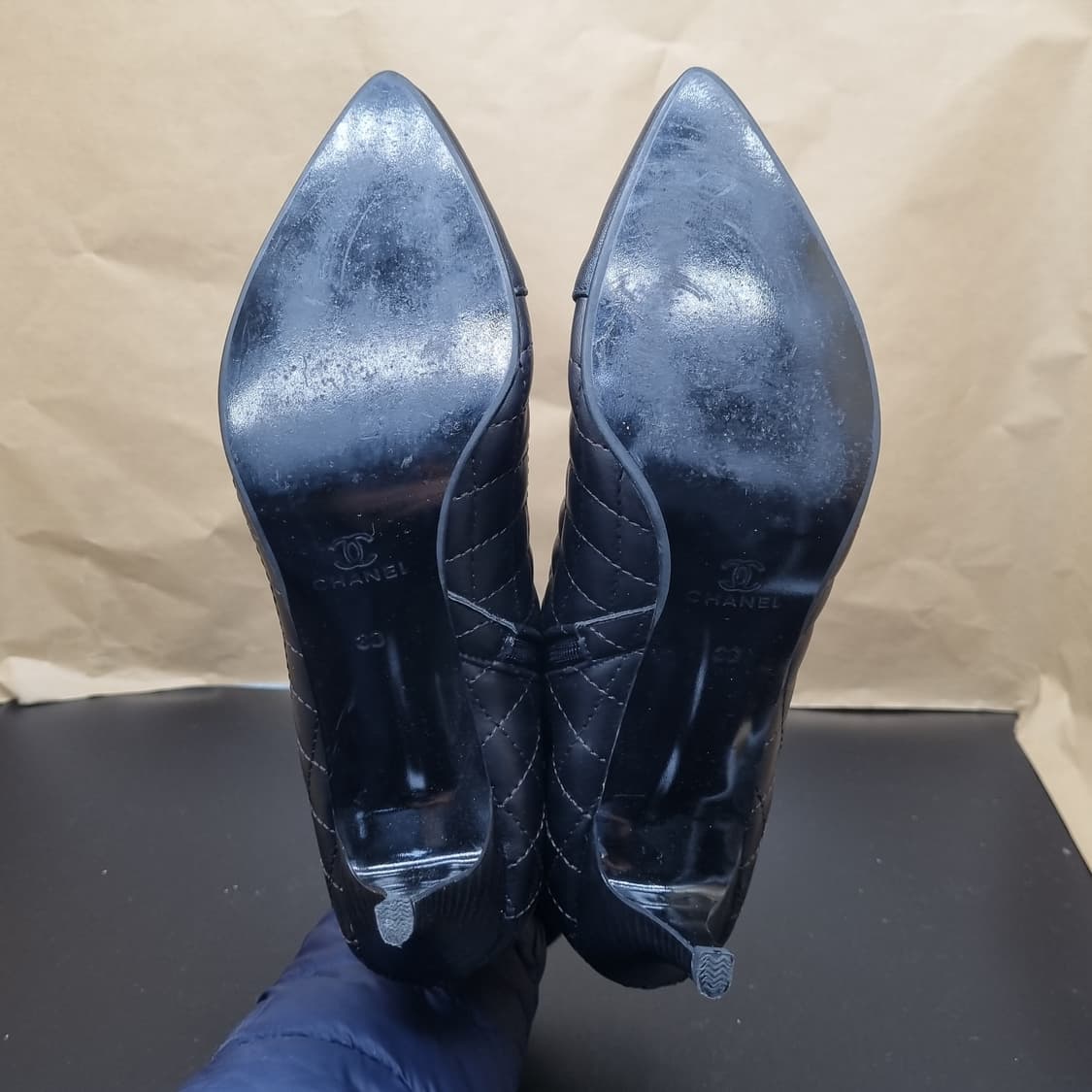 샤널 블랙 퀄팅 맹클 부츠38 240 굽7  상품이미지3