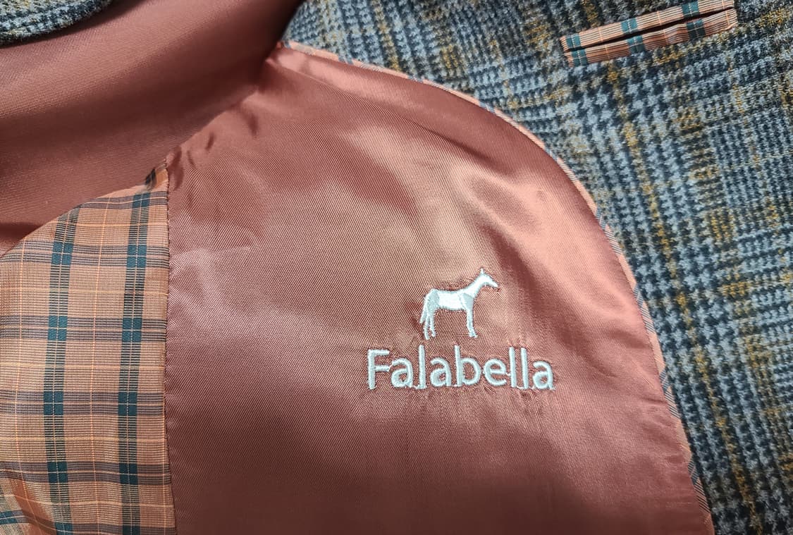 Falabella 체크 블레이저 투버튼 그레이-연브라운 L-XL 상품이미지4
