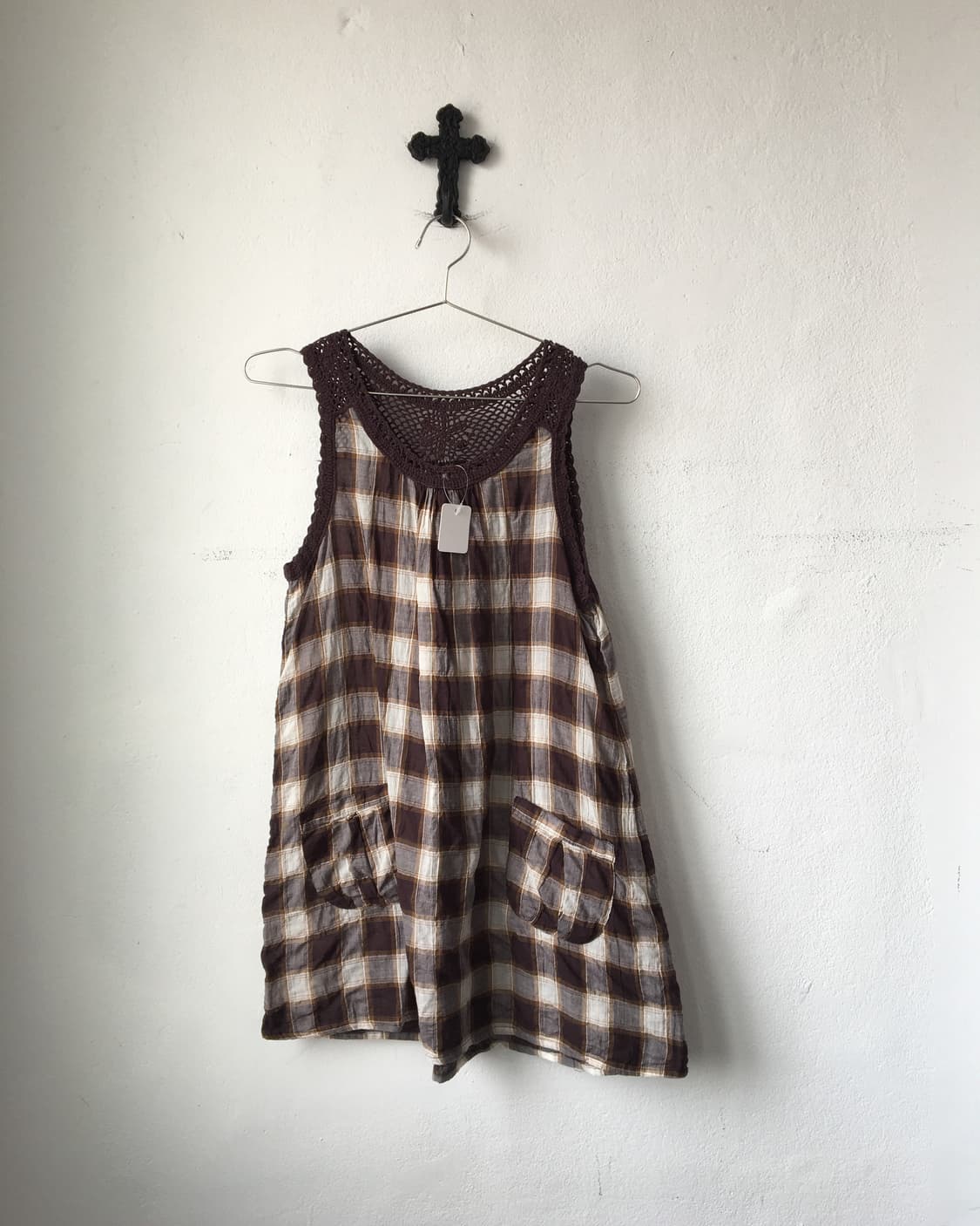 Crochet trimming check pattern  sleevele 상품이미지2