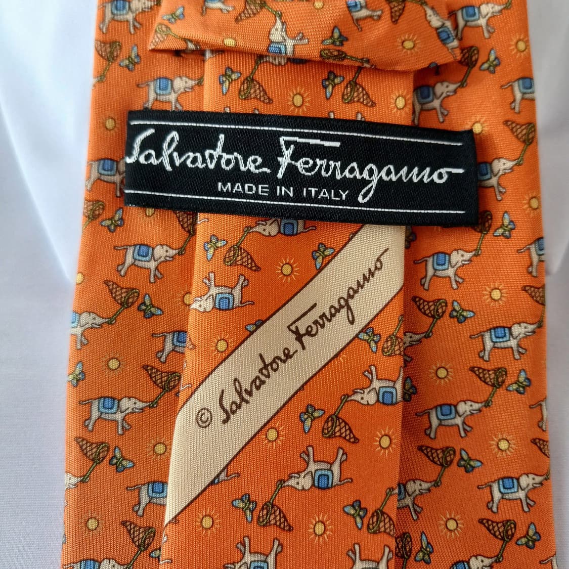 페라가모 실크 오렌지 행운 모티브 넥타이 9.5cm A+등급 A19614 상품이미지7