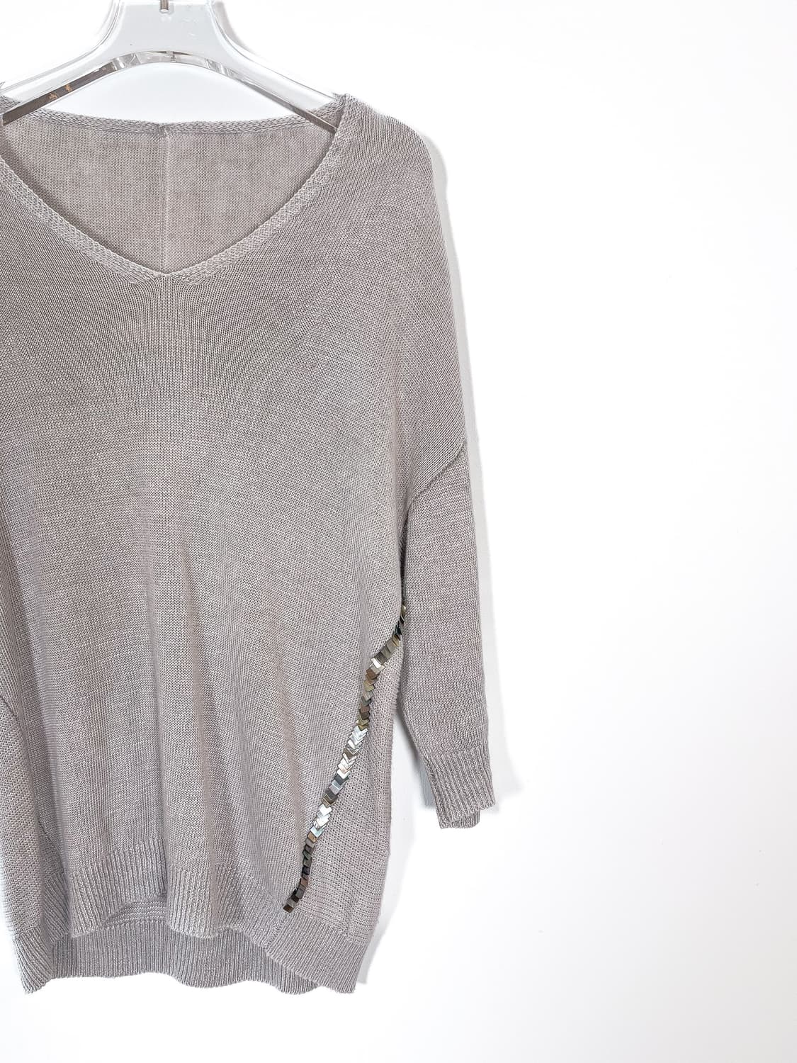 빈티지 비즈 브이넥 린넨 니트 상품이미지7