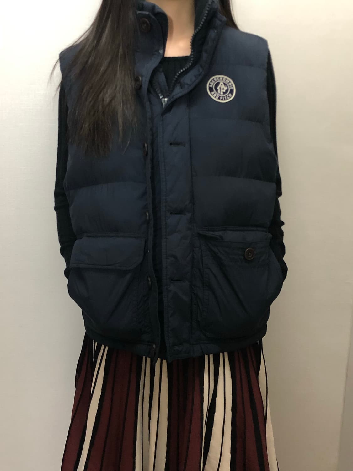 빈티지 아베크롬비 네이비 블루 베스트 패딩 상품이미지3