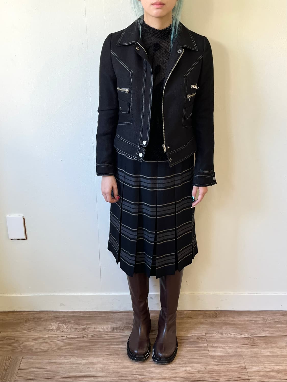 DONNA SUI 스티치 바이커 자켓 상품이미지7