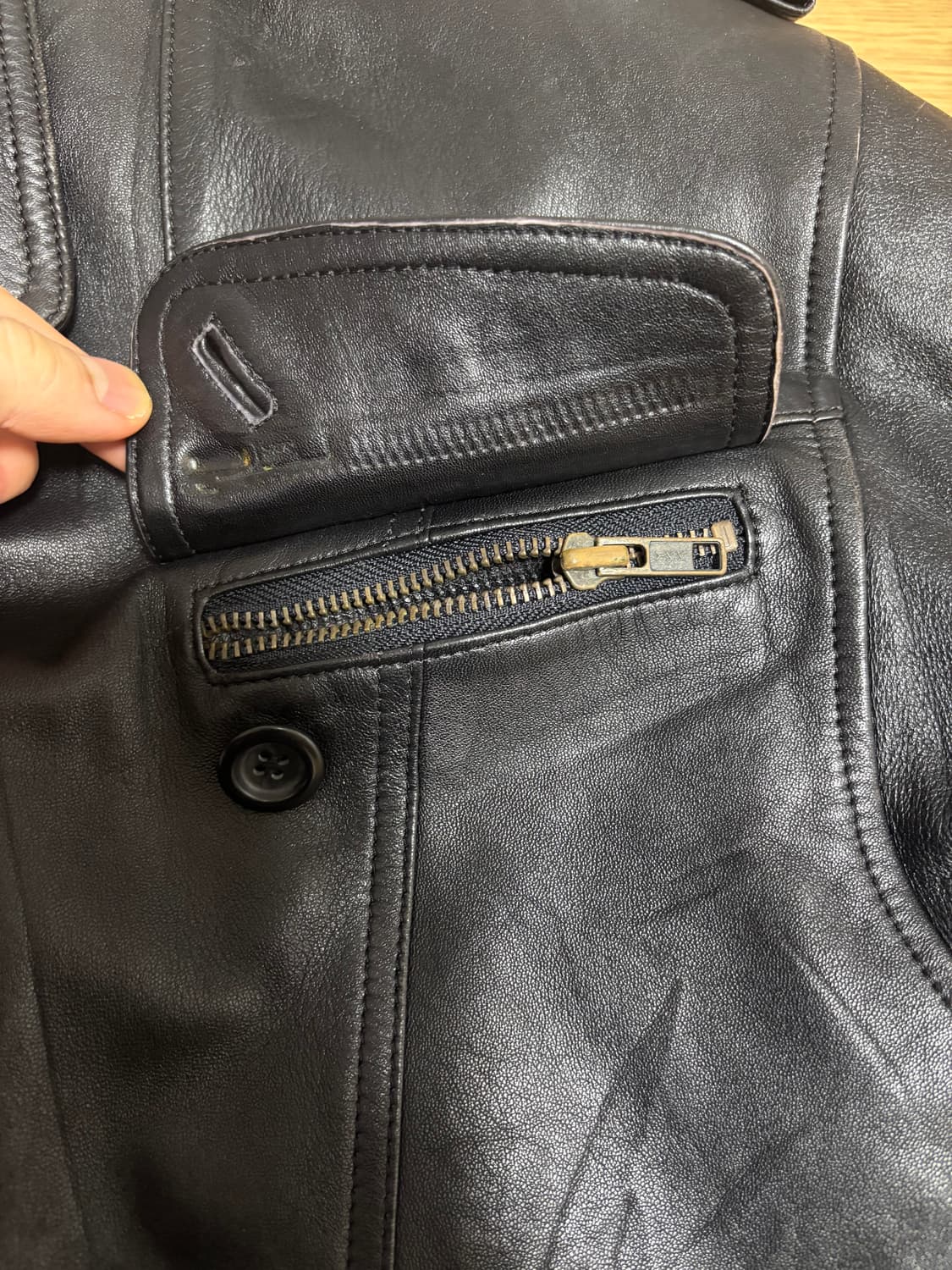 착샷O) 90's 소가죽 레더 자켓 Leather Jacket 상품이미지6