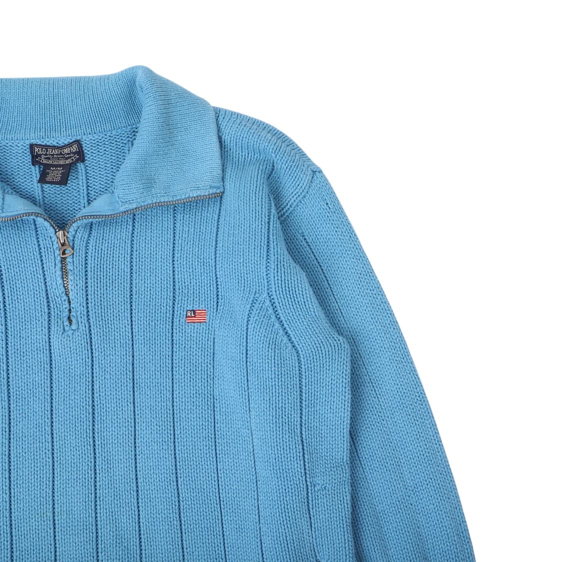 폴로진스 라이트 블루 헤비웨이트 하프집업 니트 상품이미지3