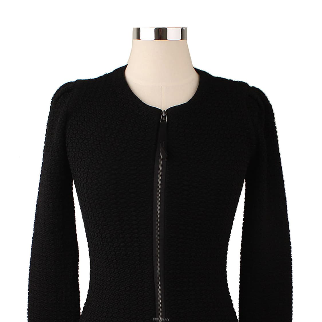 플라스틱아일랜드 블랙 엠보 집업 가디건 M 상품이미지5