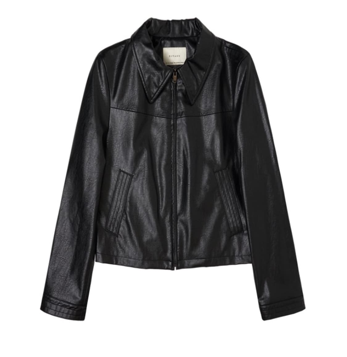 시야쥬 SIYAZU 크롭 레더 자켓 블랙 상품이미지1