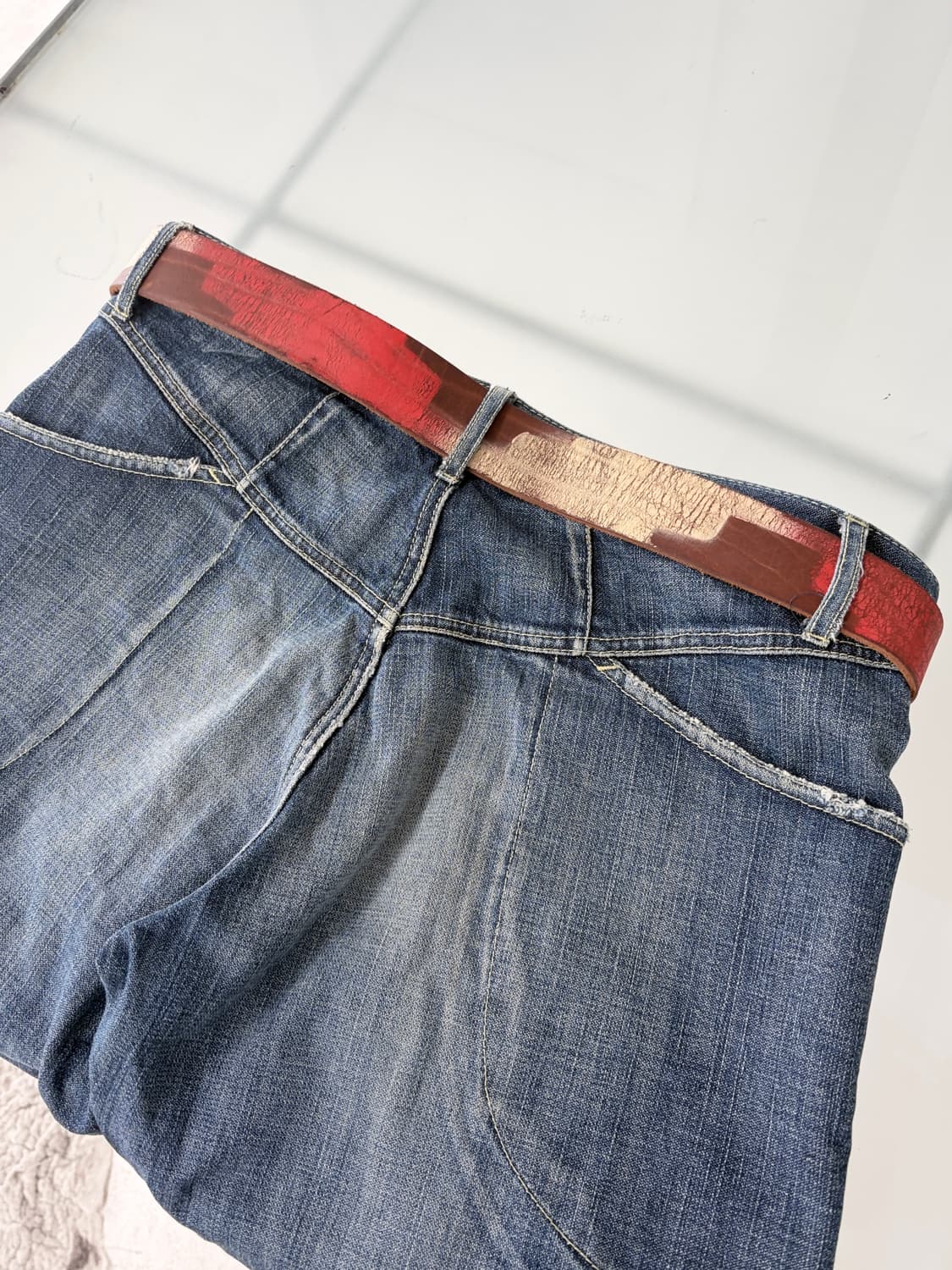 디젤 빈티지 페인팅 레더 벨트 상품이미지2