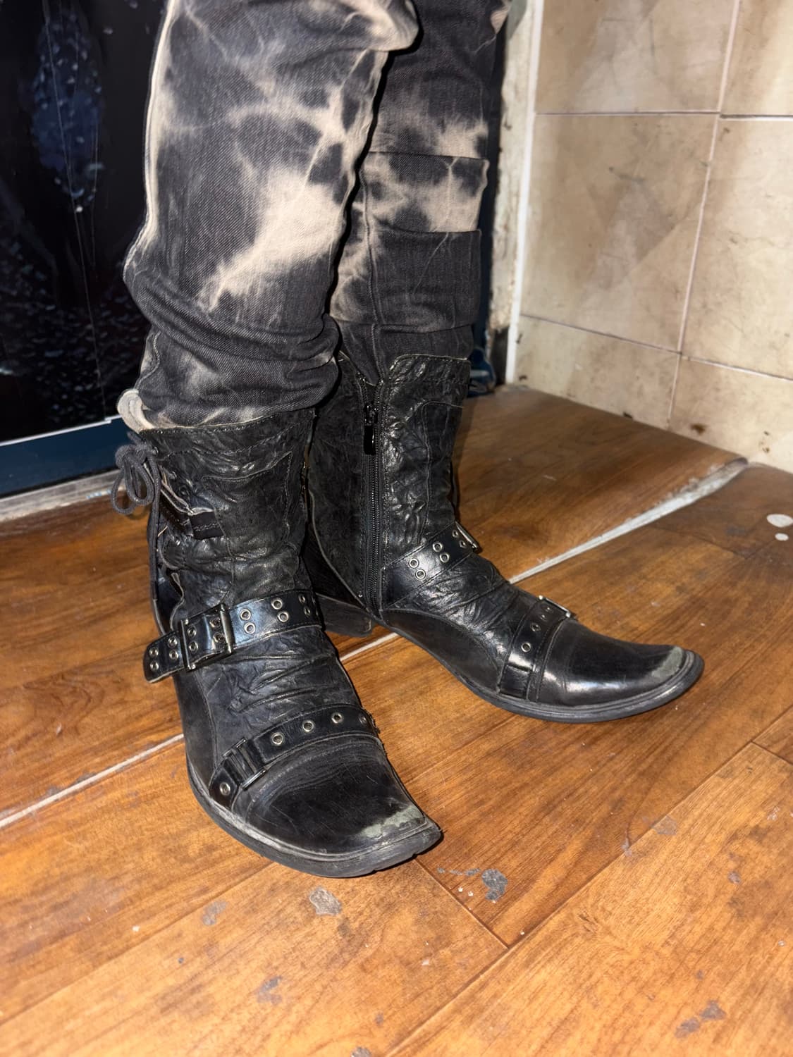 Red cover black western boots 상품이미지3