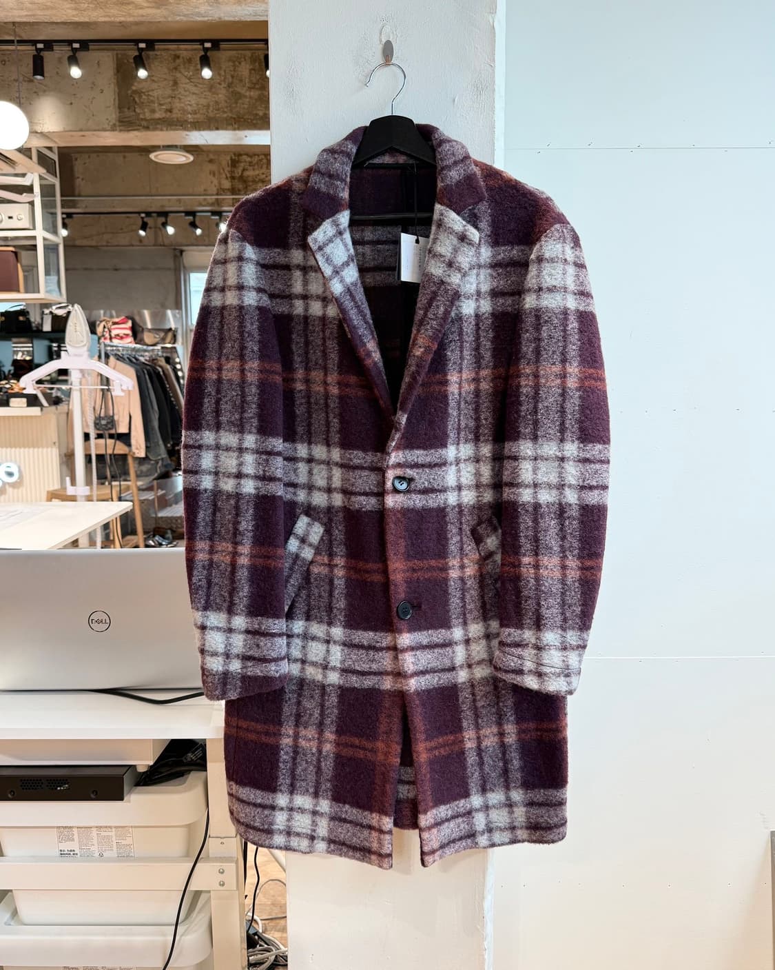 데이비드 나만 퍼플 체크 패턴 라나버진 울 자켓  상품이미지2