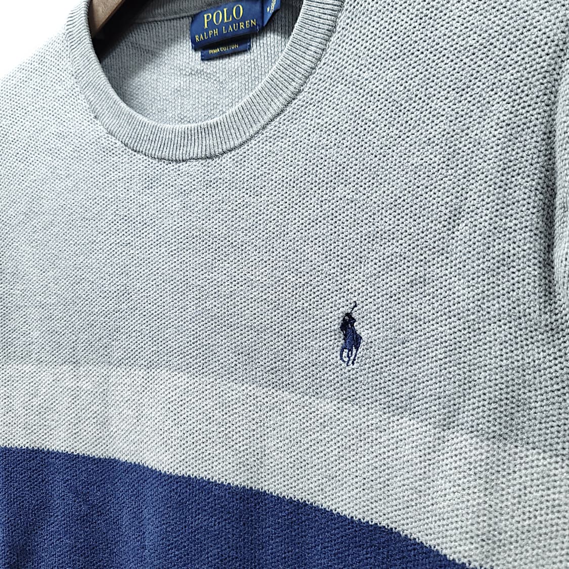 [M] 폴로 배색 스트라이프 피마코튼 니트 상품이미지5