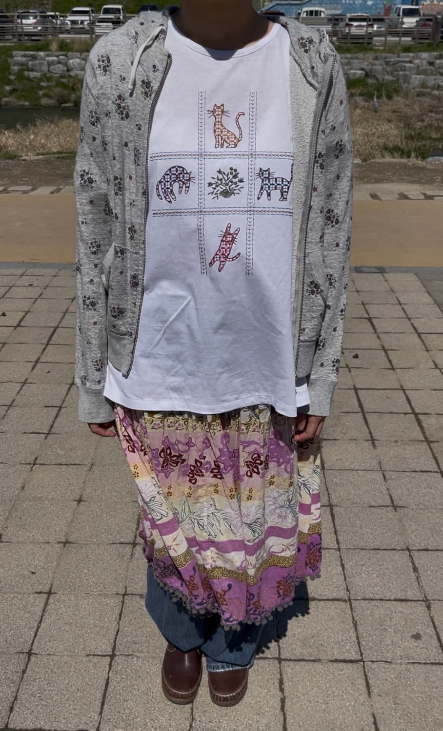 모리걸 스즈코깔 꽃무늬 후드집업  상품이미지1