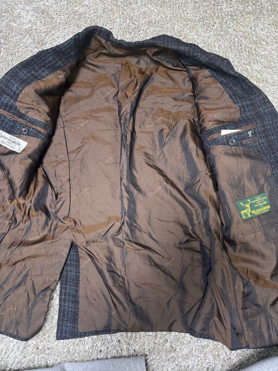 스코틀랜드 원단 울 체크 블레이저 사이즈 105 상품이미지9