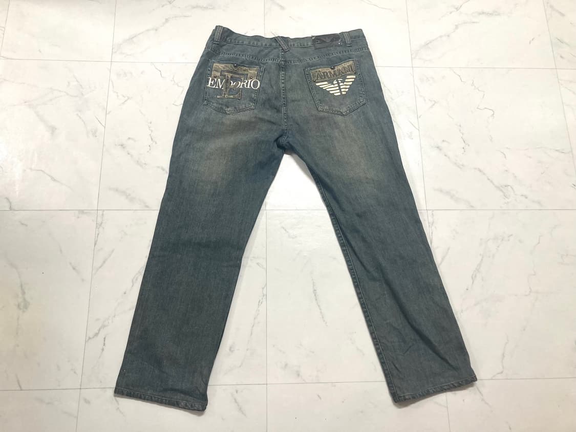 90s 엠포리오 아르마니 워싱진 데님 팬츠 36-38 상품이미지2
