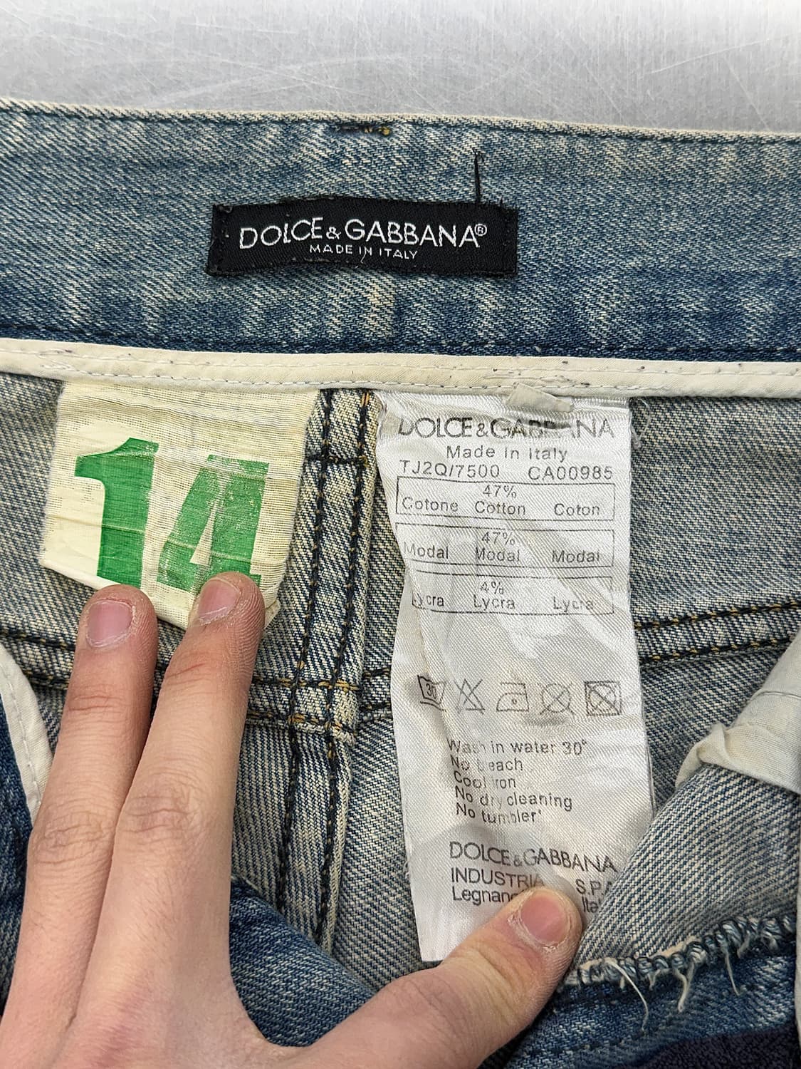 돌체앤가바나 백 플레이트 디스트로이드 그리니 데님 팬츠 상품이미지7