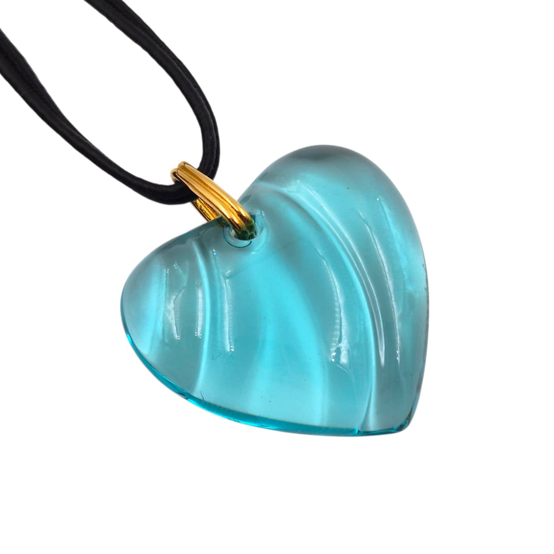 90s 프랑스 바칼라 크리스탈 아쿠아 빅 하트 목걸이 상품이미지4