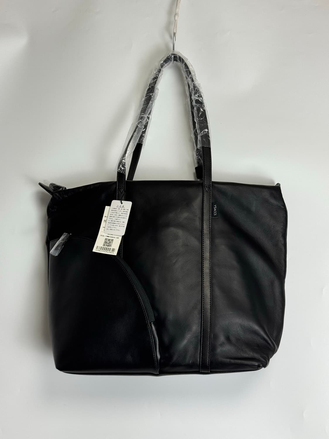 요지야마모토 여성용  Y'SACCS 블랙 레더 빅 토트백 숄더백 상품이미지2