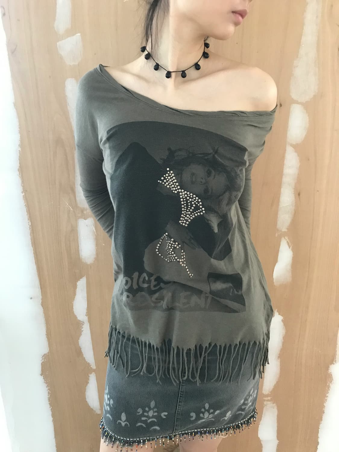 vintage tassel print top 상품이미지2