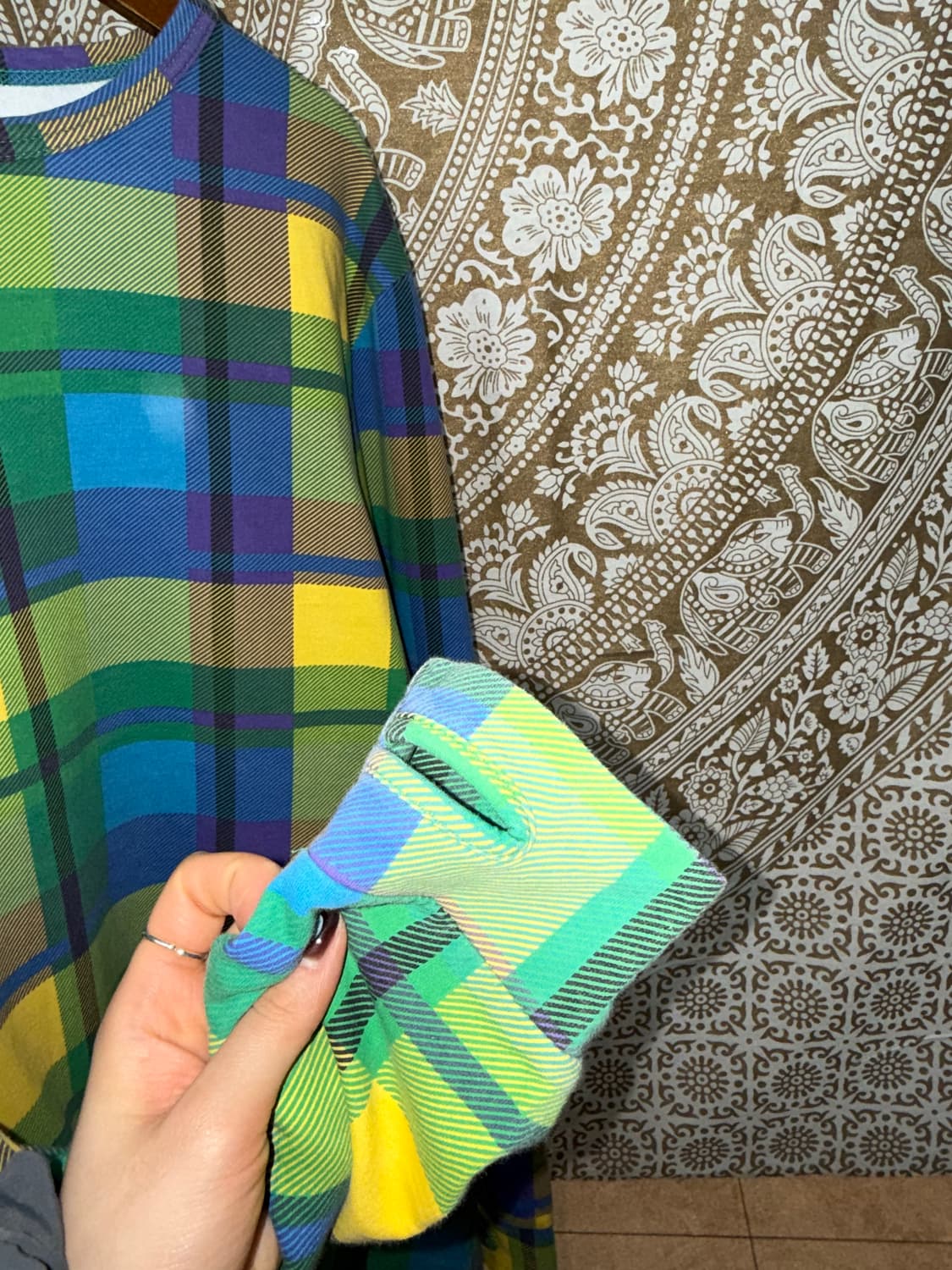 빈티지 여성 체크 핑거홀 미디원피스  상품이미지6