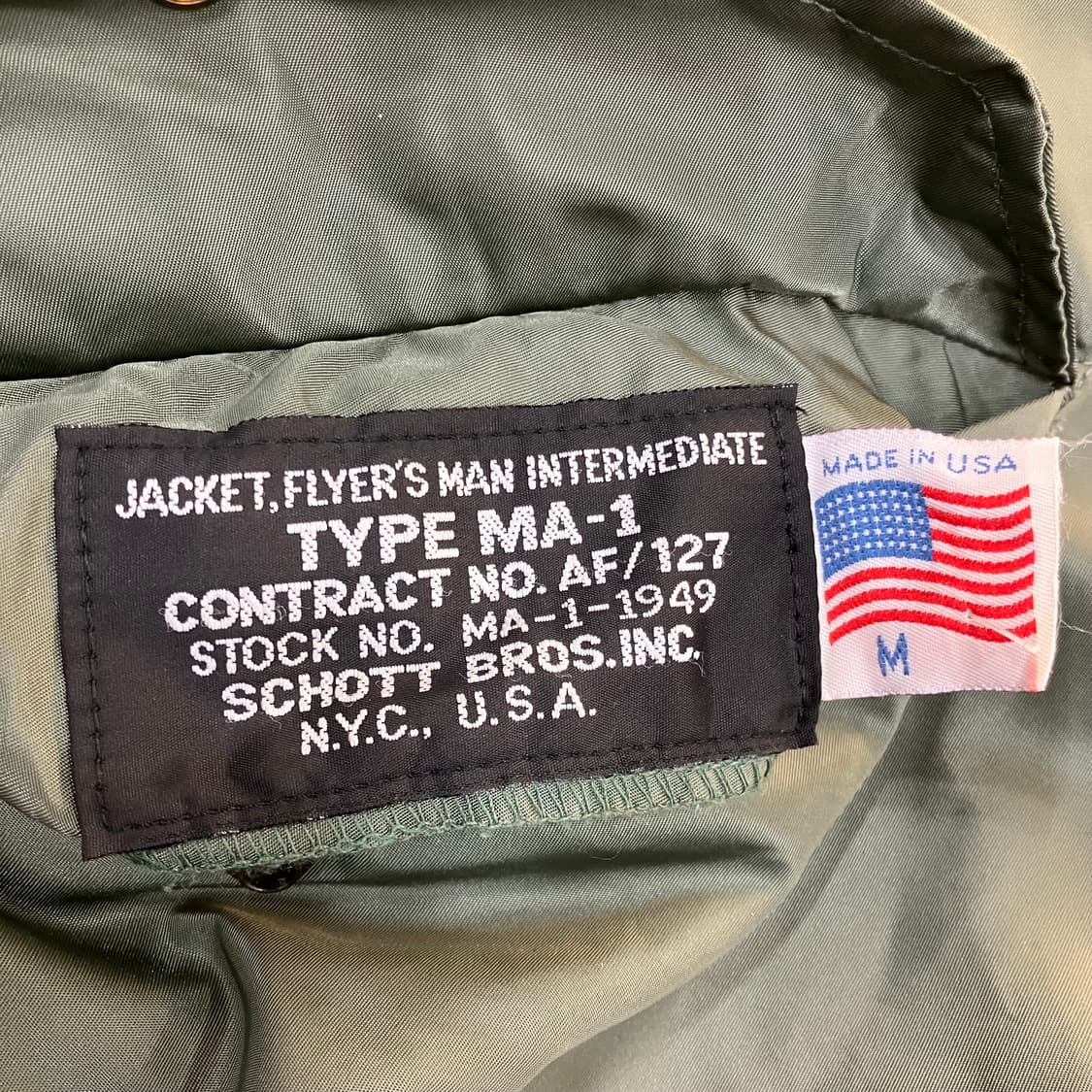Schott 쇼트 카키 ma-1 항공 점퍼 M 상품이미지3