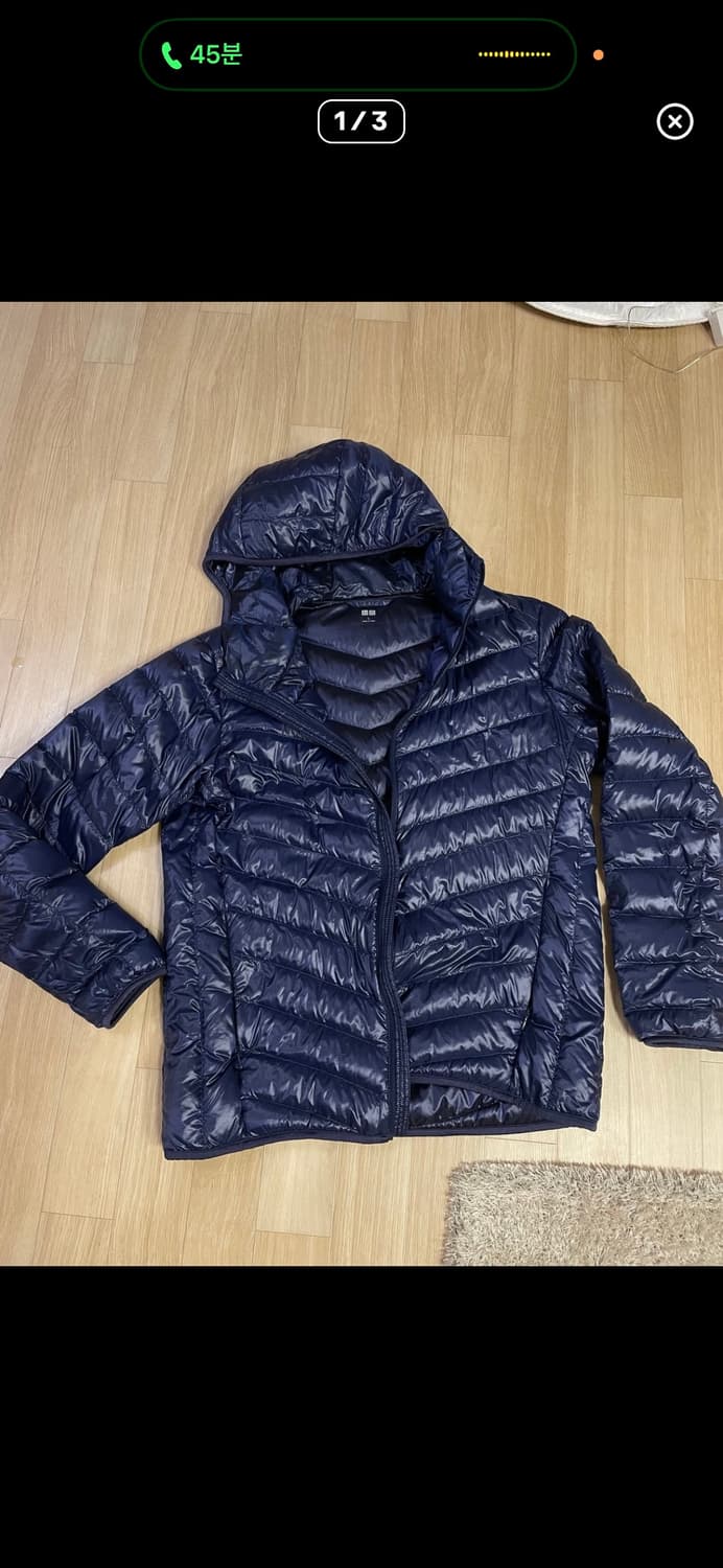 유니클로 경량패딩 후드 네이비 L 상품이미지1