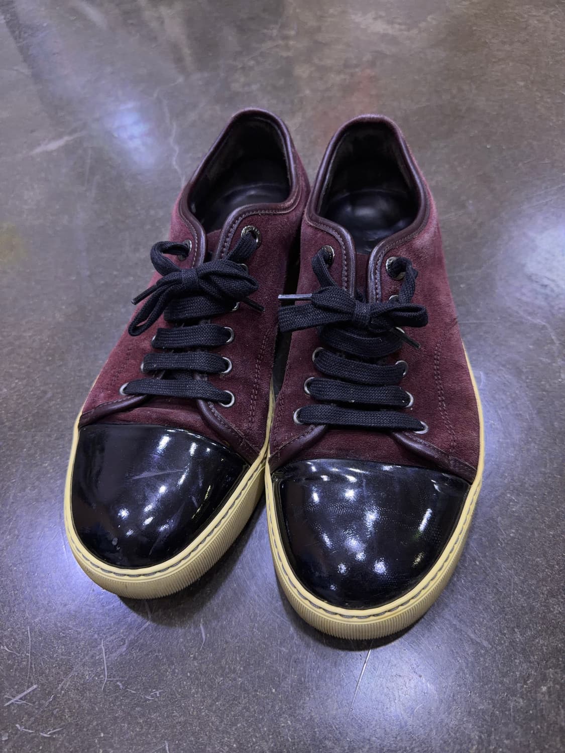 랑방 벨루어 스웨이드 레더 버건디 블랙 스니커즈 6 (250) 상품이미지2