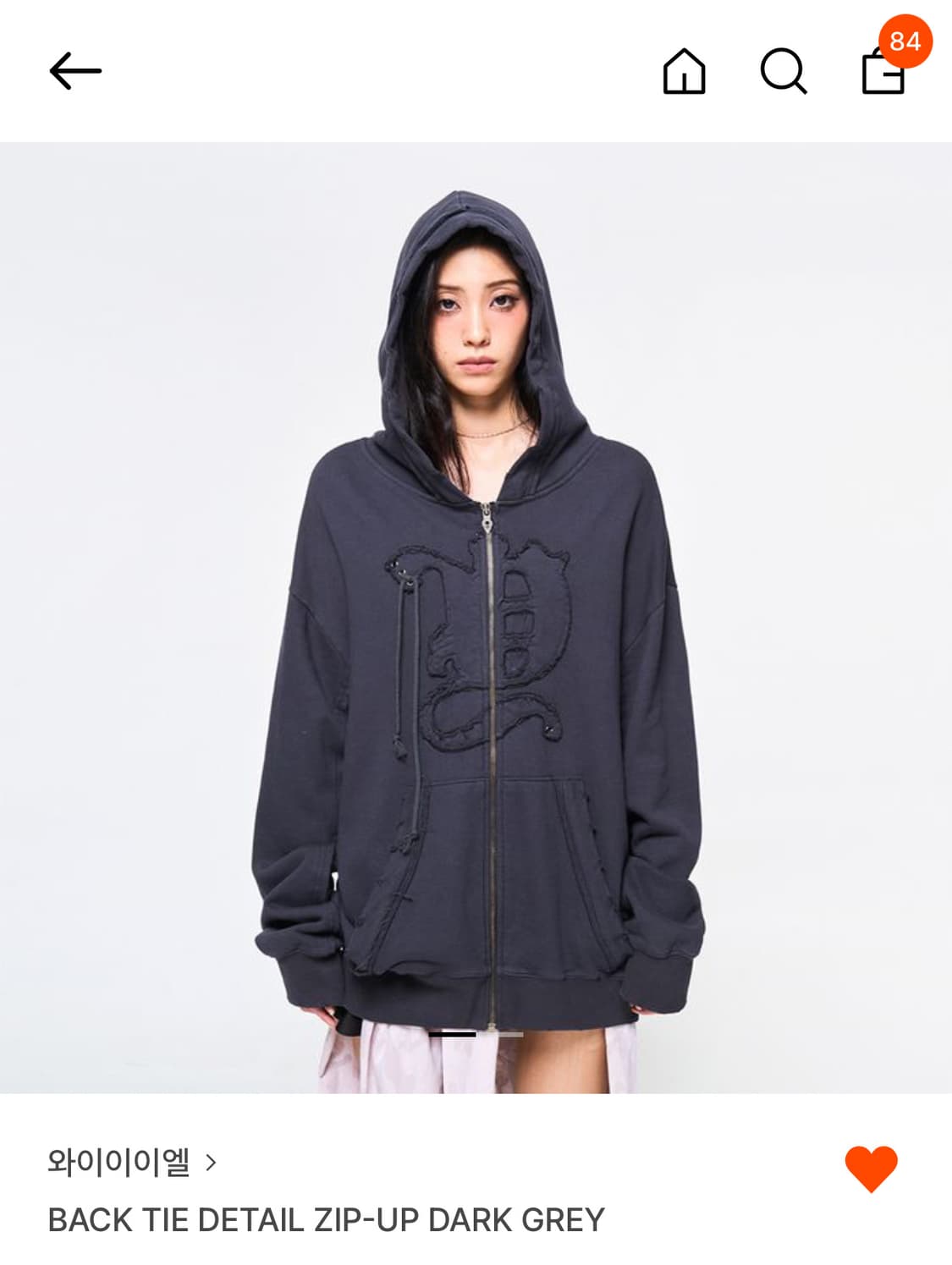 Yeel 와이이이엘 BACK TIE DETAIL ZIP-UP DARK G 상품이미지1