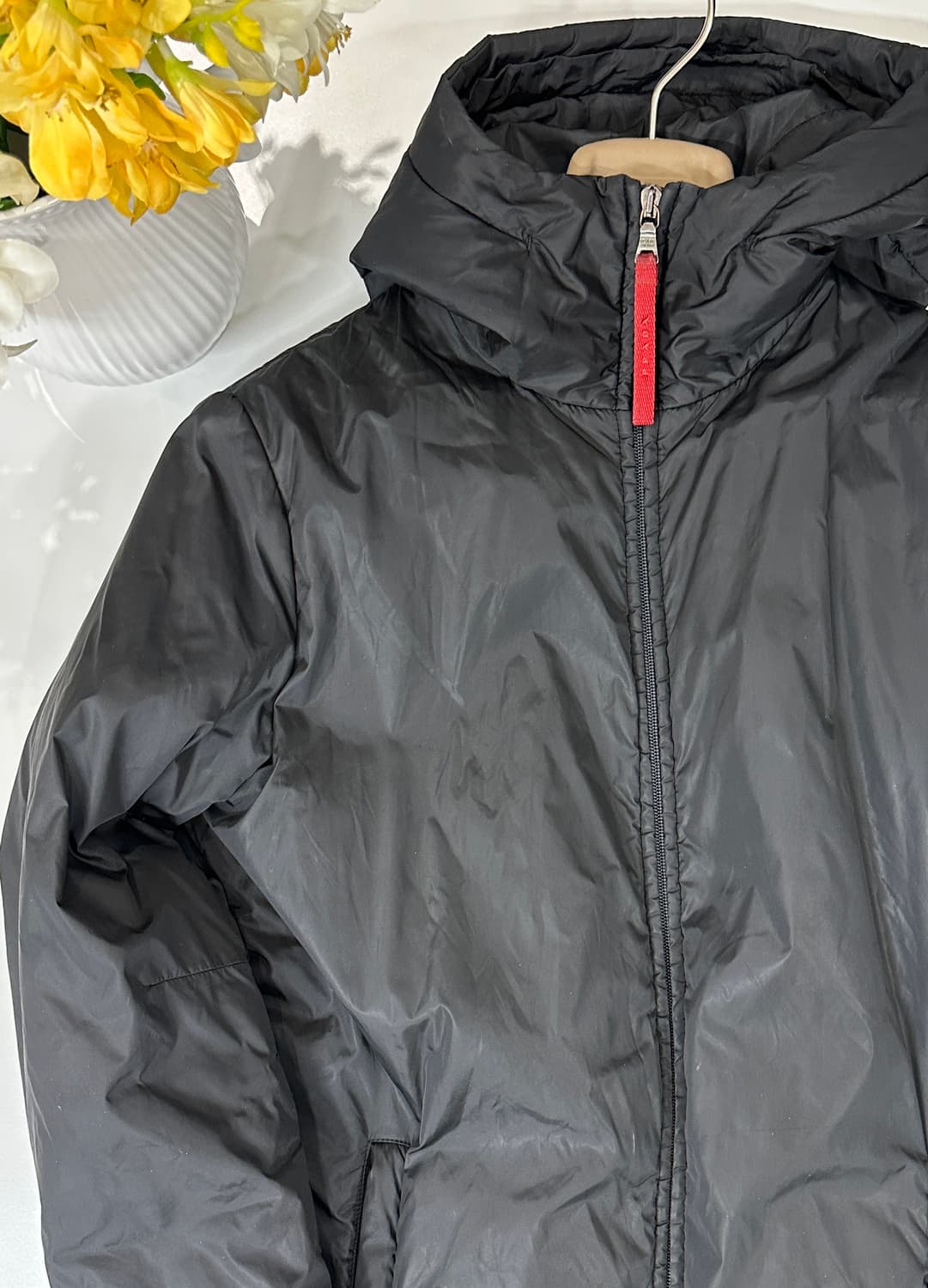 프라다 롱 패딩 후드 자켓 레인코트 점퍼 블랙 40 상품이미지1