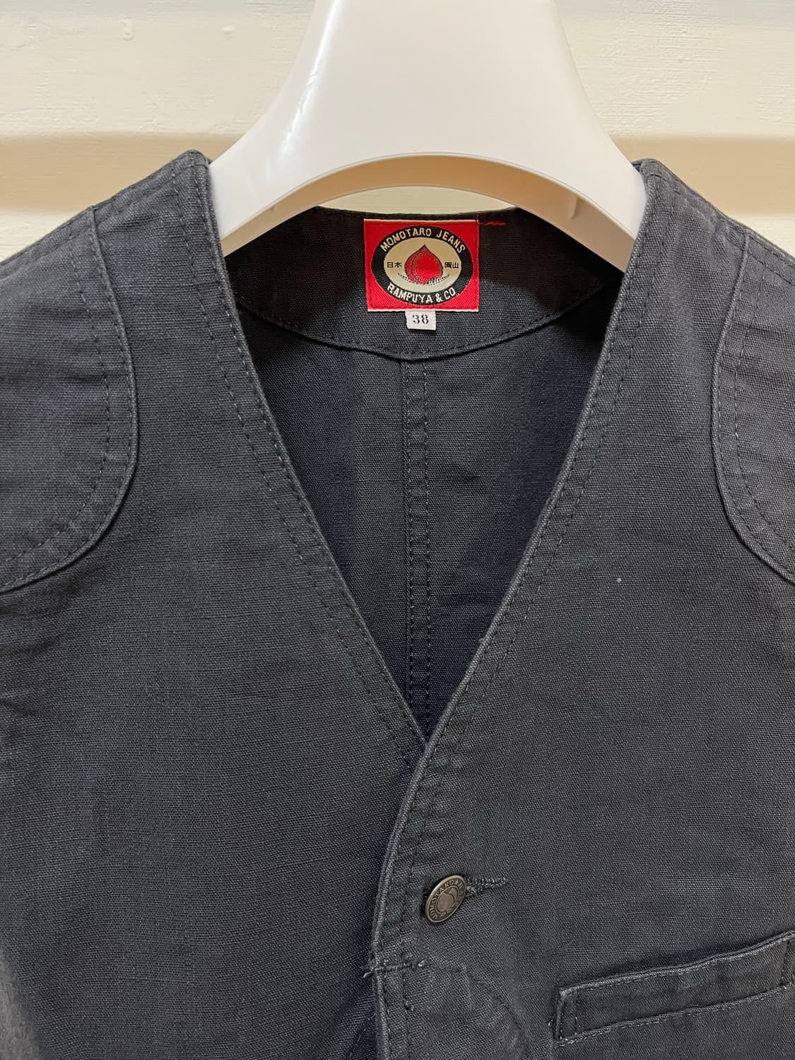 모모타로 진스 코튼 베스트 차콜 상품이미지3