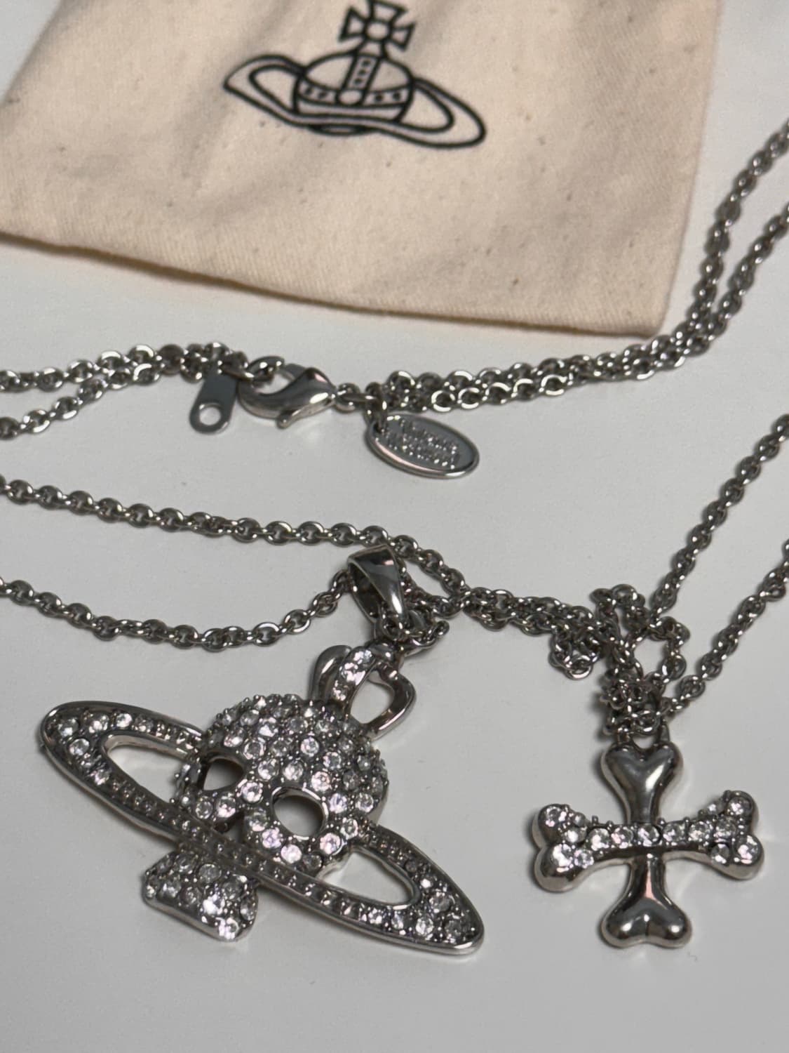 비비안웨스트우드 해골 레이어드 목걸이 스컬 십자가 necklace 상품이미지2