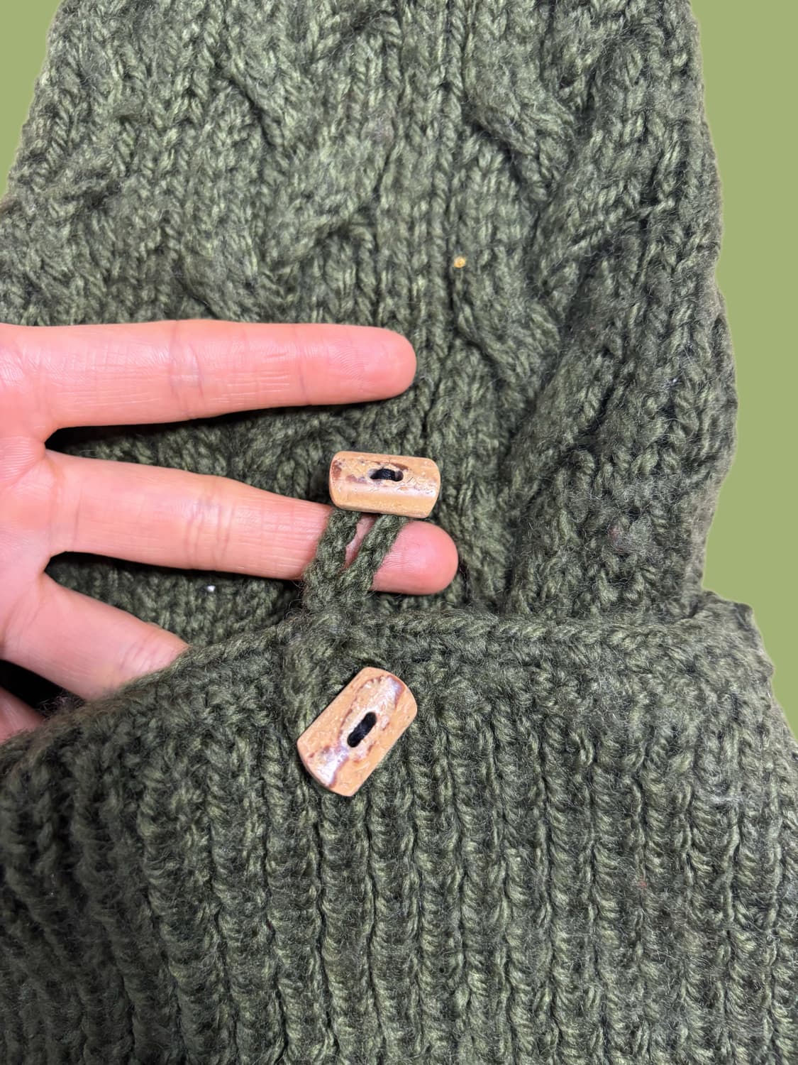 빈티지 그린 우드단추 핸드워머 목도리 상품이미지3