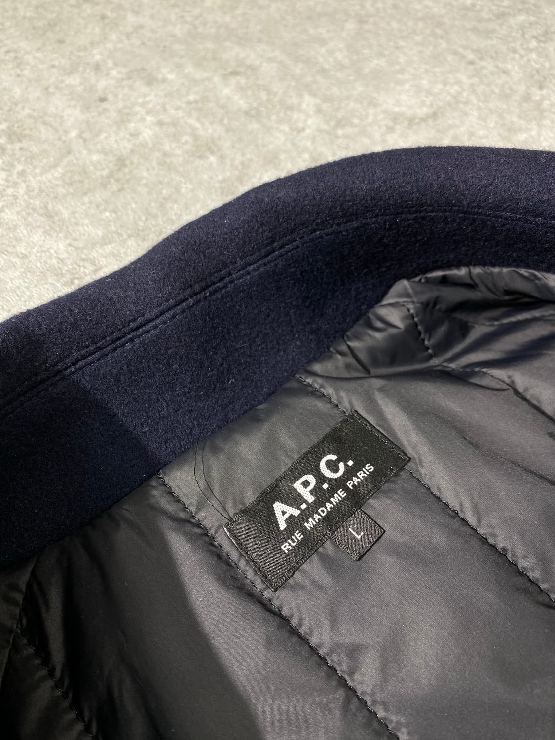 [L] A.P.C 아페쎄 네이비 울 발마칸 코트 상품이미지6
