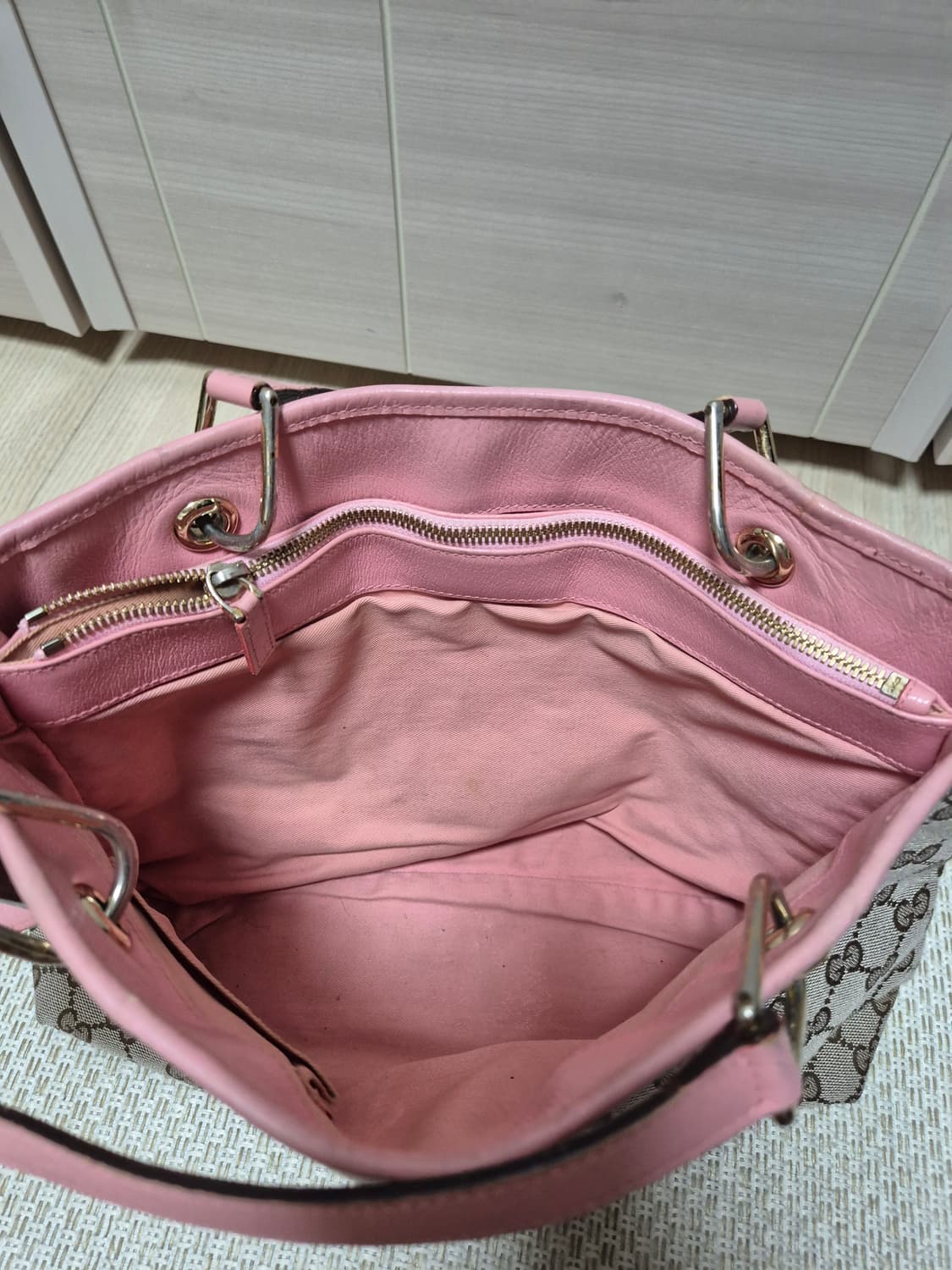 (정품) 구찌 GG로고 핑크 숄더백 토트백 자가드 상품이미지8