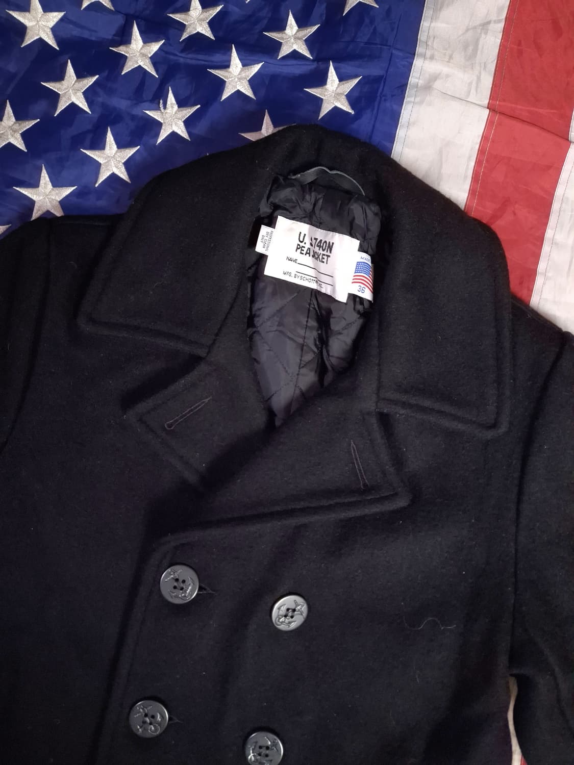 오리지날 90's 미국제조 미해군 TYPE 쇼트사 울 싱글 피코트 상품이미지3