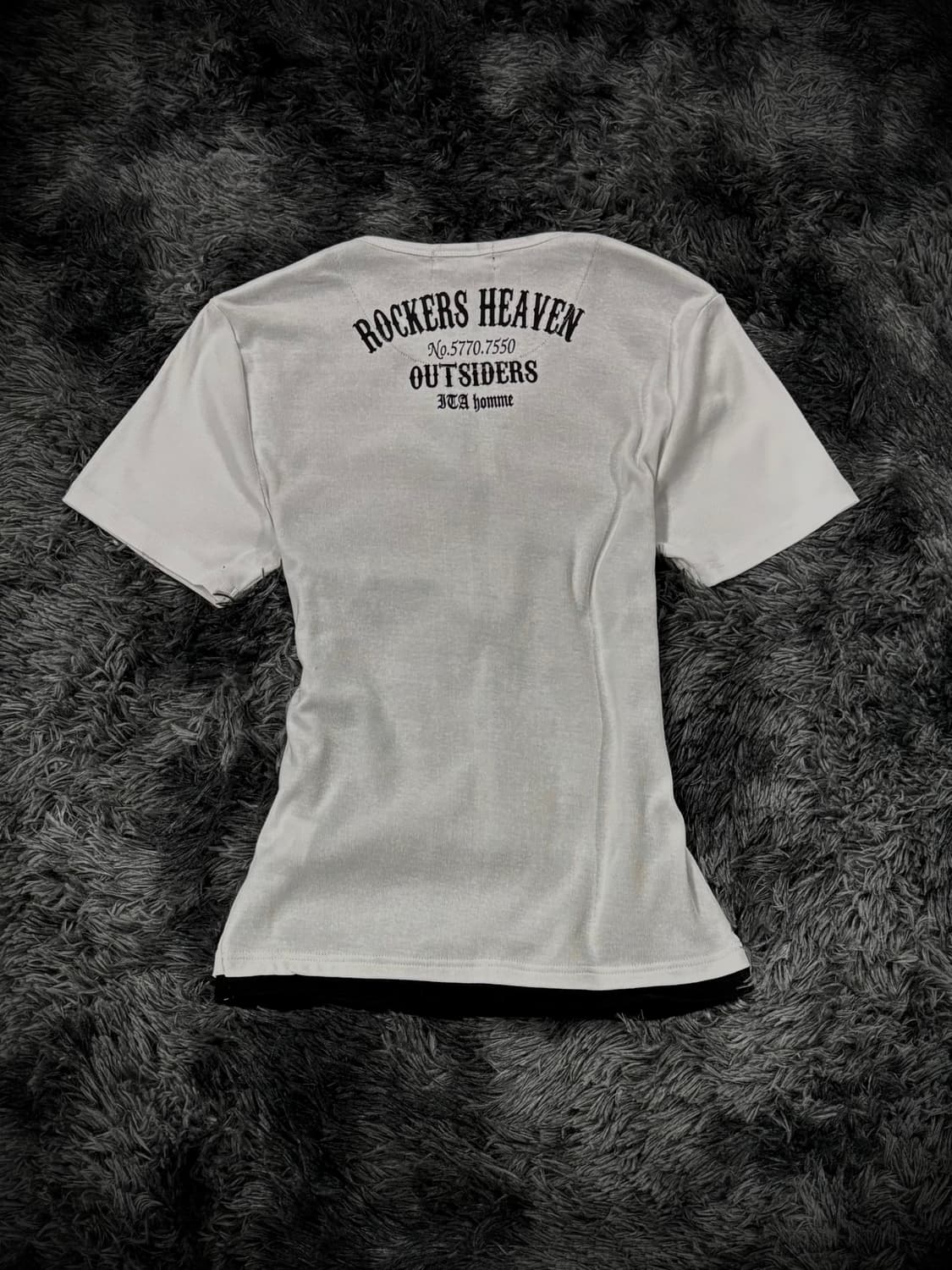 블랙&화이트 레이어링 펑크 해골 레터링 반팔 상품이미지2