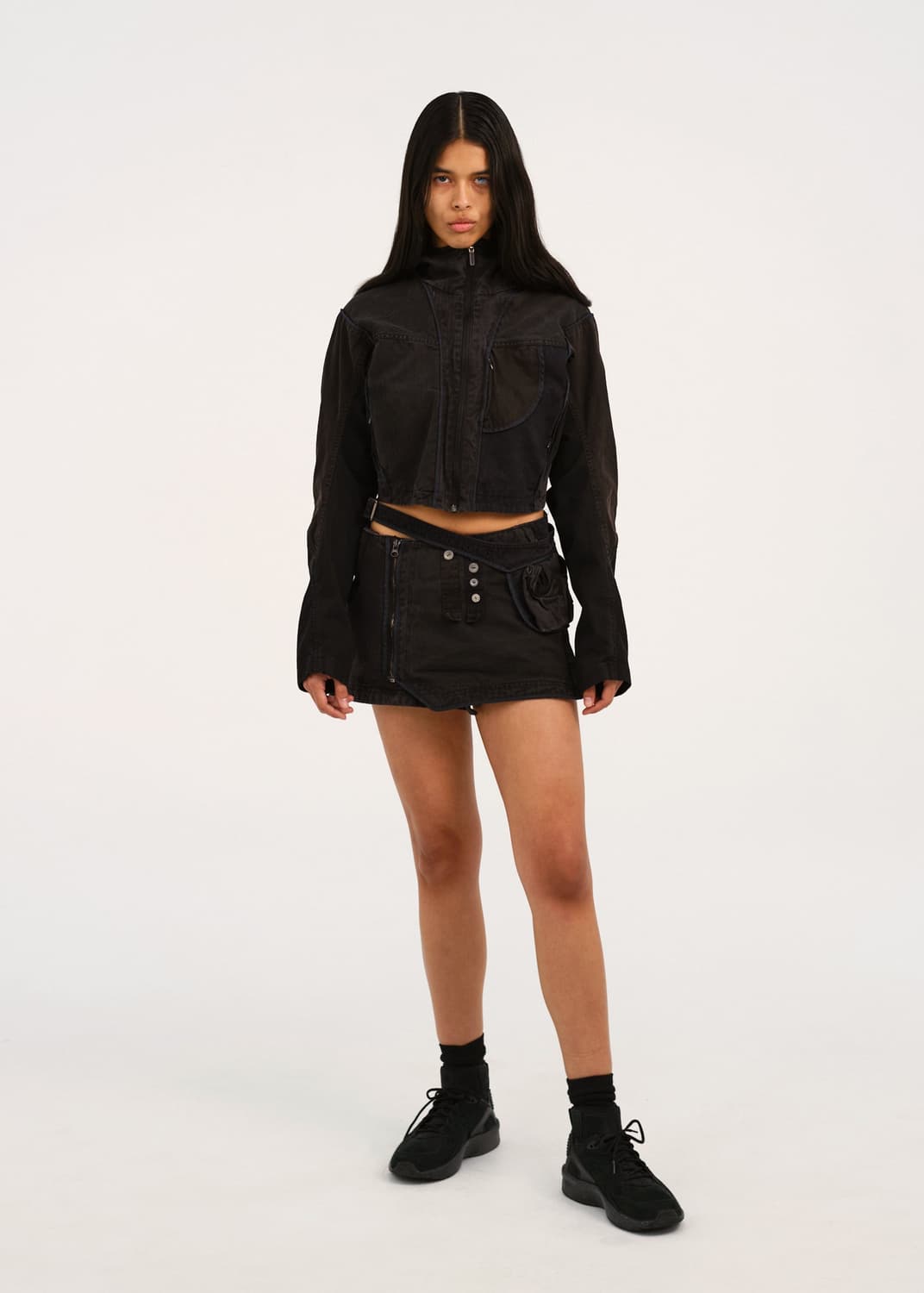 Hyeinseo patchwork mini skirt waist bag 상품이미지1