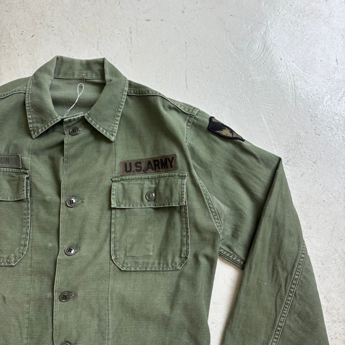 70s U.S. ARMY OG 107 유틸리티 셔츠 M 상품이미지2