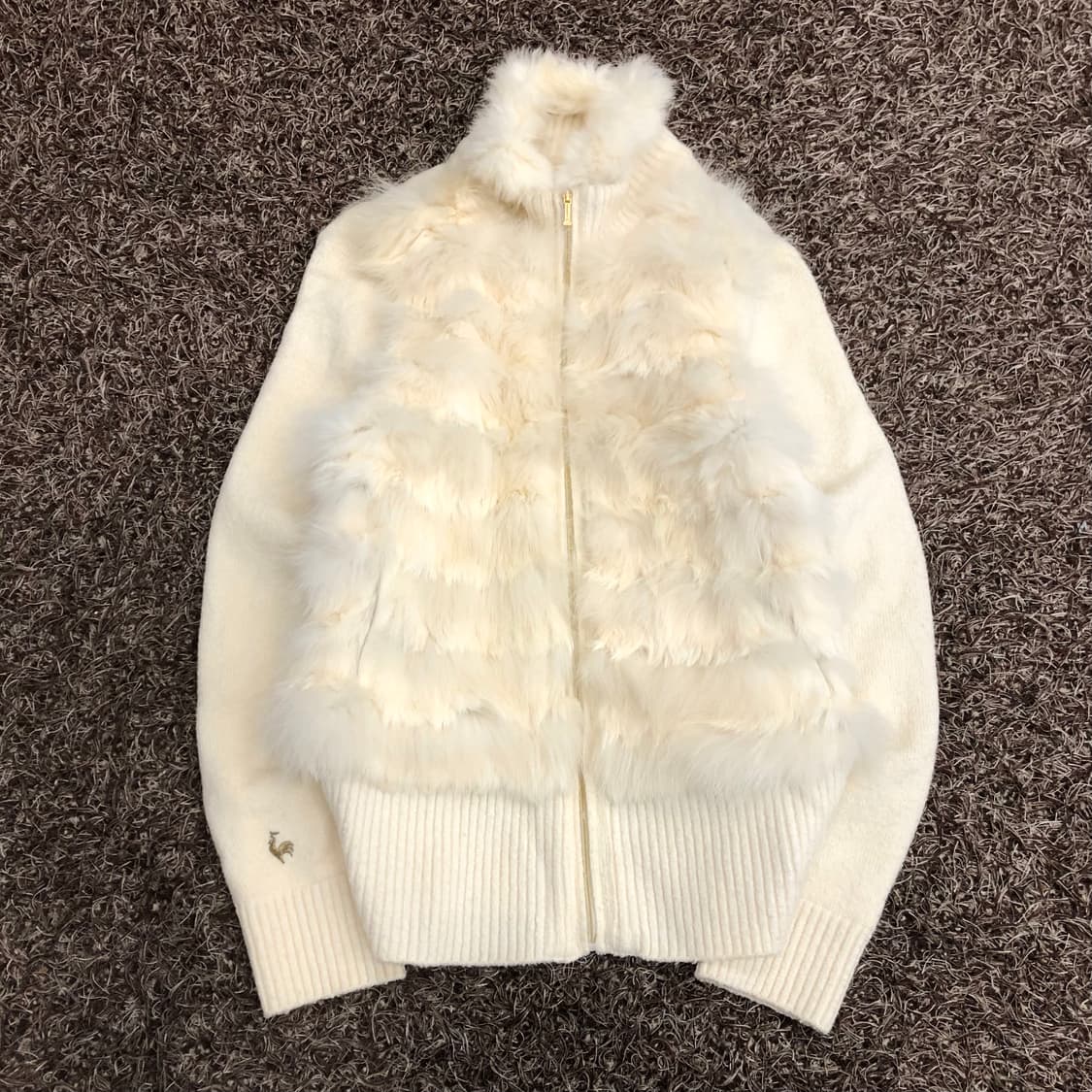 르꼬끄 폭스 래빗 퍼 울 니트 집업 자켓 상품이미지1