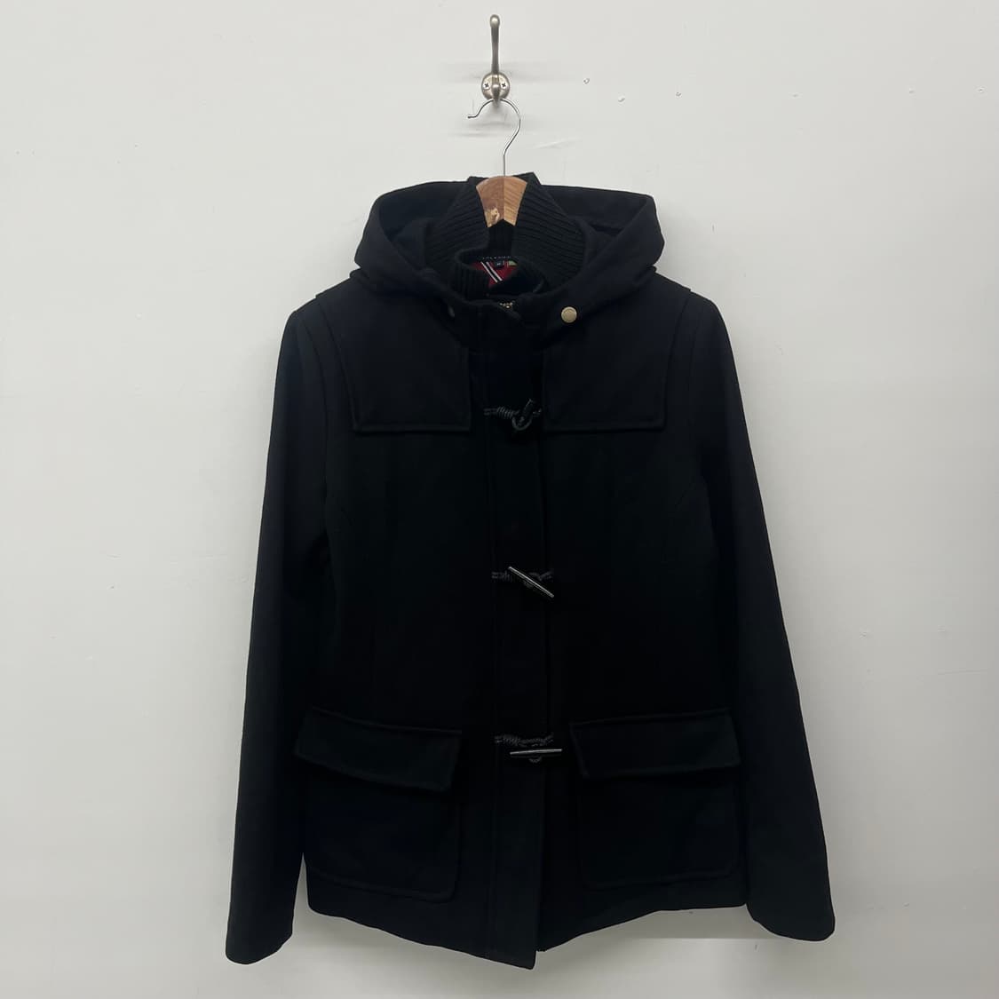 타미힐피거 블랙 후드 더플 코트 여M 상품이미지1