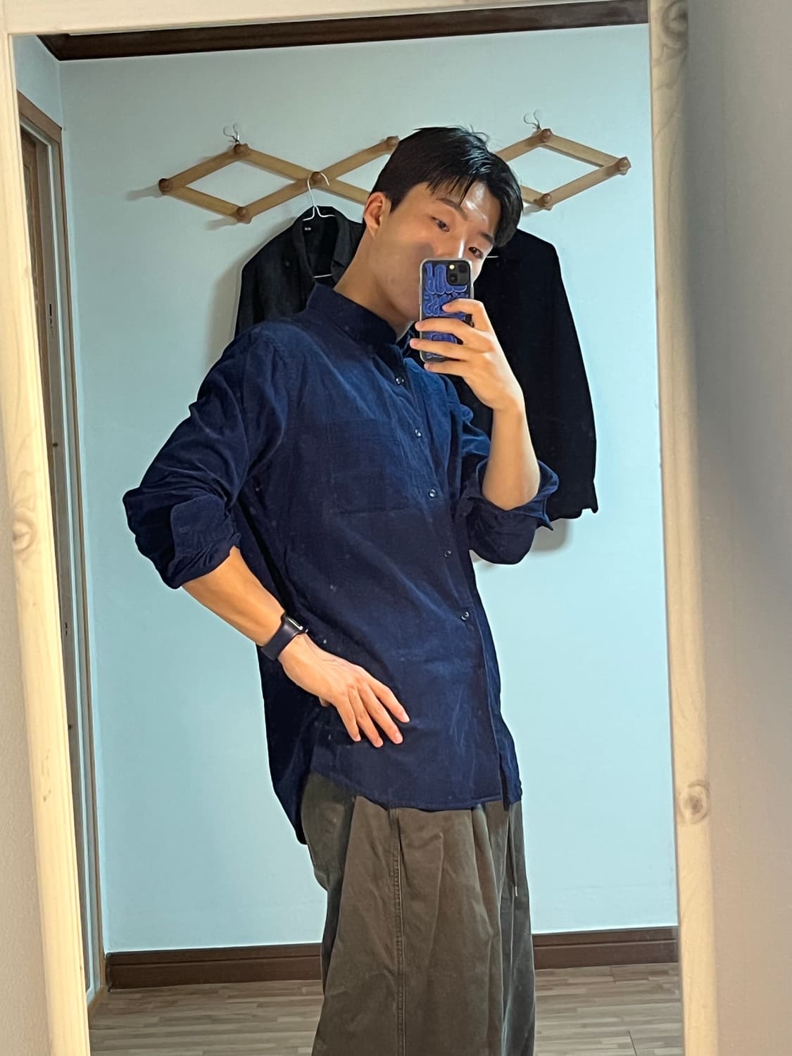 유니클로 블루 코듀로이 셔츠 상품이미지2